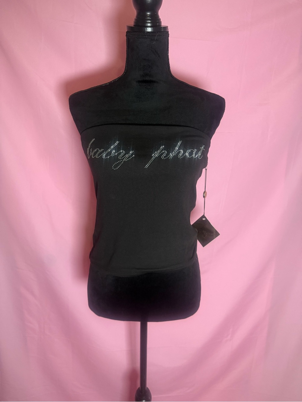 Baby Phat Black Strapless Rhinestone Script Tube Top New With Tags Size M
